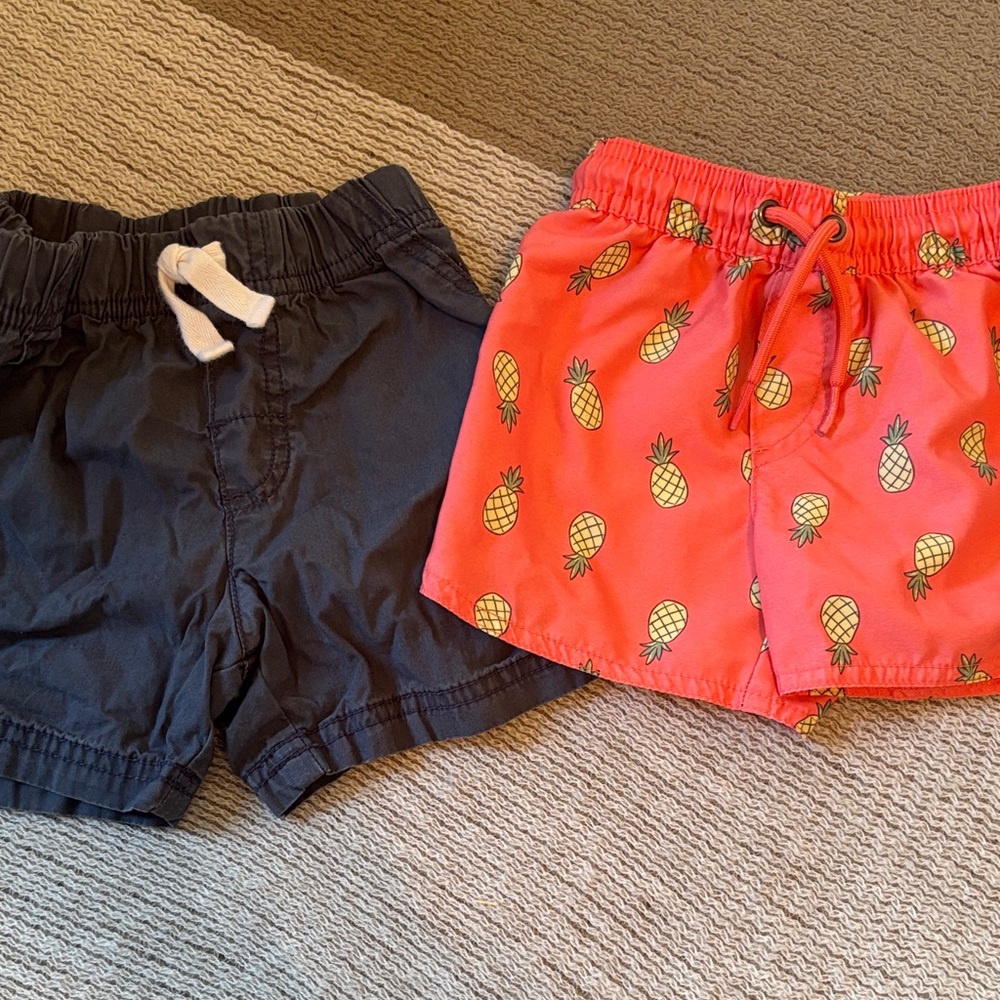 Carter's Navy and Coral Pineapple Shorts Set